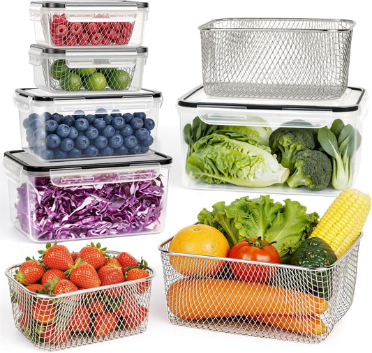 5 PCS Large Fruit storage Containers for Fridge Food Storage Containers