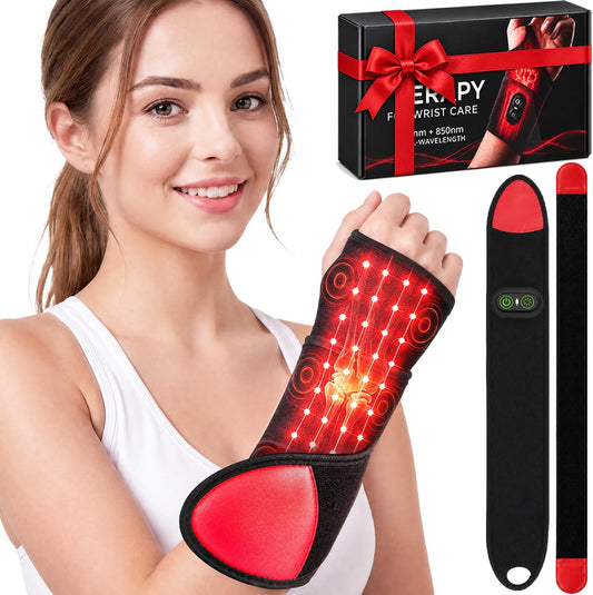 Red Light Therapy for Wrist and Hand, Cordless Wrap with Heat & Vibration