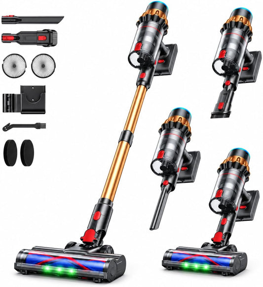 Cordless Vacuum Cleaner, 680W 58KPa Max 85 Mins, Vacuum Cleaners for Home, Stick Vacuum Cleaner with 3 Adjustable Modes, Lightweight Vacuum for Home Floor Carpet Cleaning