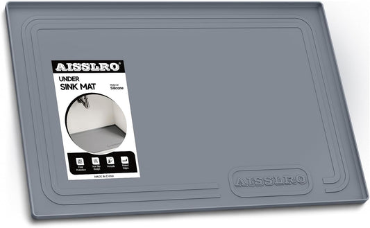 Aisslro Waterproof Under Sink Mat 25"x19", Silicone Mat, Dark Gray