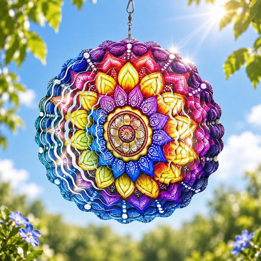 3D Mandala Wind Spinner, 12 Inch Stainless Steel Garden Decor Spinner