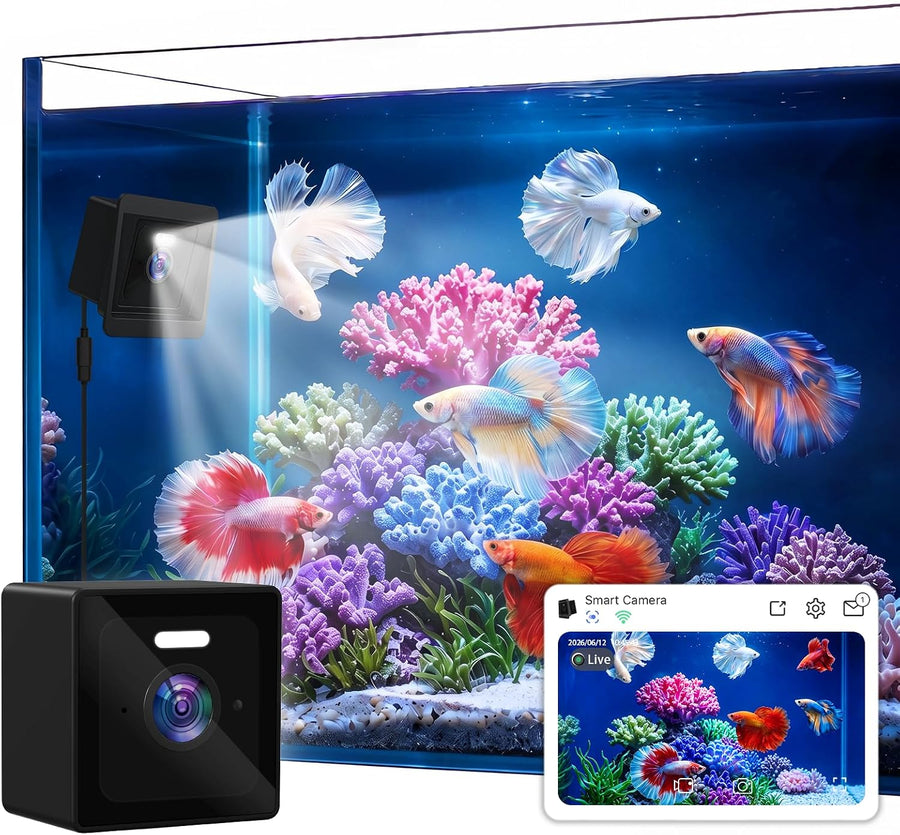 3MP 2K Aquarium & Terrarium Pet Camera with Light for Fish or Reptile Pet