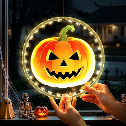3 Pack Rechargeable Indoor Halloween Window Lights,4/6/12H Timer Function