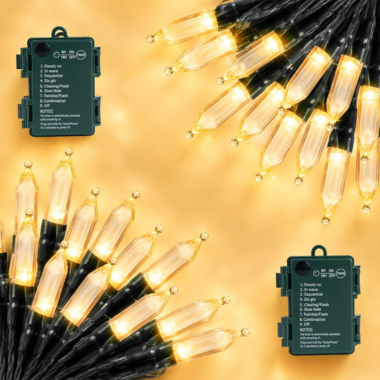 LED Battery Operated Christmas Lights Indoor Outdoor 2Pack 18ft Mini Lights