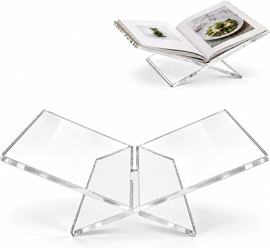 Acrylic Cookbook Stand with Clear Page Weight, 15.8 Inch Book Holder