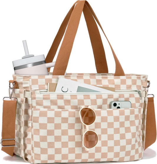 GYEUKHAM Corduroy Tote Bag for Women, Laptop Work Bag, Travel Handbag