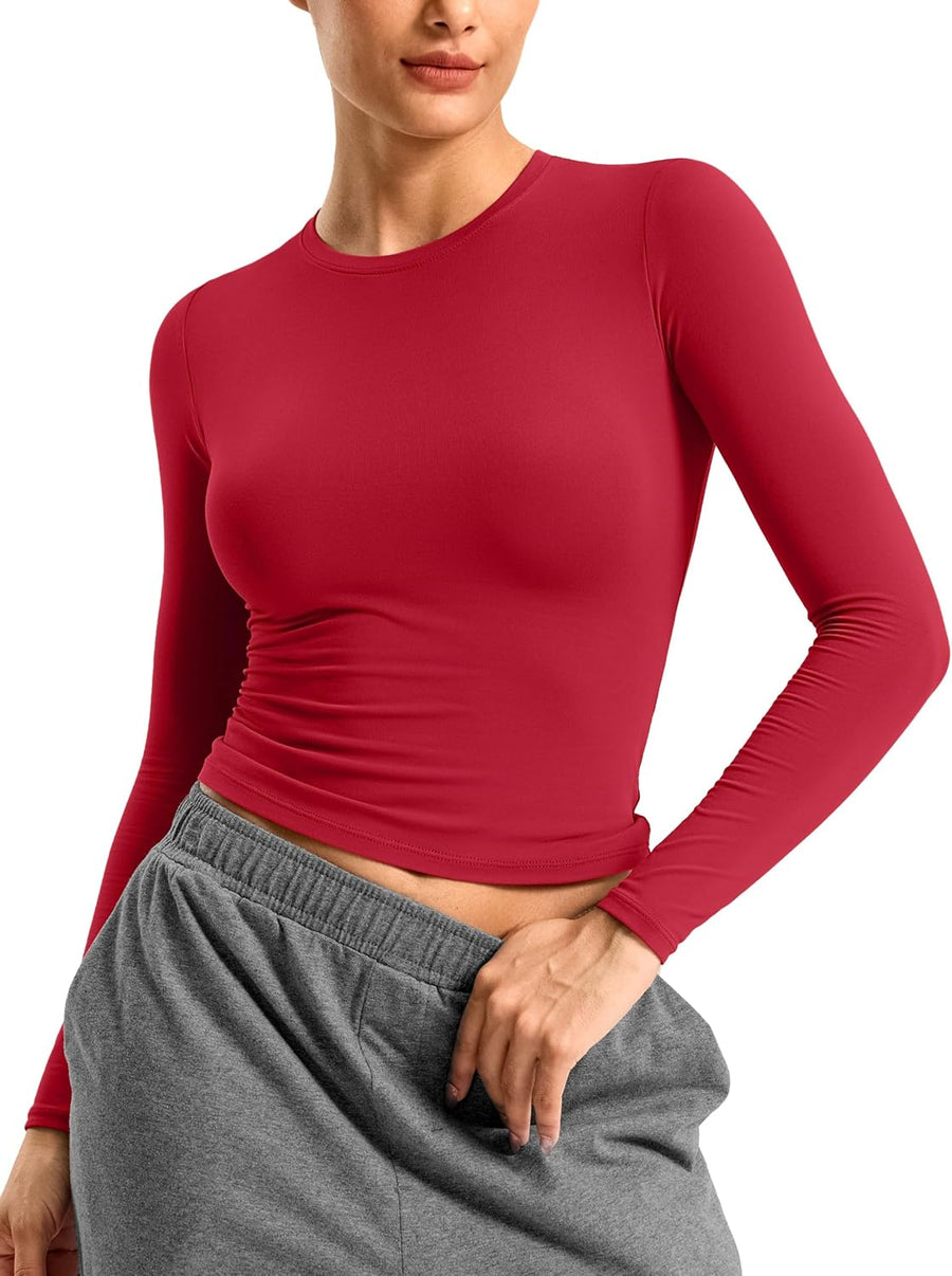 SANTINY Lightweight Long Sleeve Workout Tops Tight Fit Shirts for Women