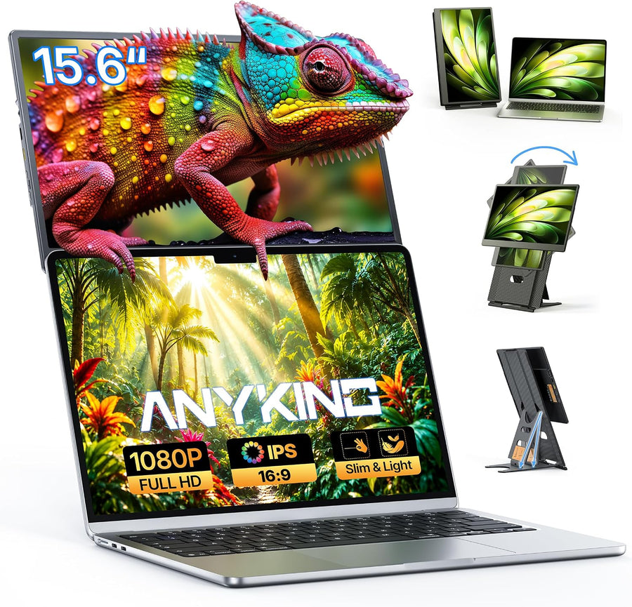 Laptop Screen Extender 15.6", 5 Modes & Detachable Slim Portable Monitor