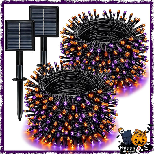 Slyuexu Solar String Lights Outdoor Waterproof 2 Pack Total 66ft 200LED