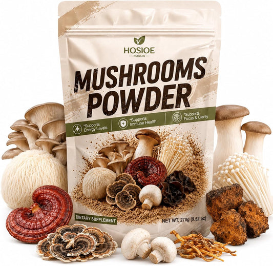 16 in 1 Mushroom Powder, 2740mg Adaptogenic Mushroom Supplement 90 Servings, 100% Fruiting Bodies Coffee Alternative with Ashwagandha, Lion’s Mane & Chaga, Support Immune, Focus & Energy