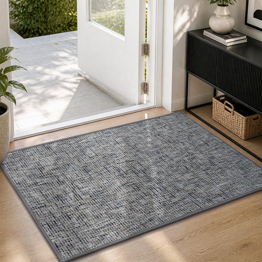 AMOAMI Chenille Indoor Door Mat 17"x30", Non Slip Dirt Trapper, Dark Grey