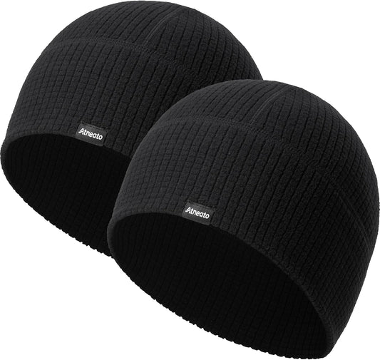 2-Pack Running Skull Cap Cycling Helmet Liner for Men Thermal Beanie Hat