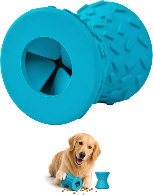 Treat Dispensing Dog Chew Toy, Puzzle Feeder Toy for Teething Puppy-Blue