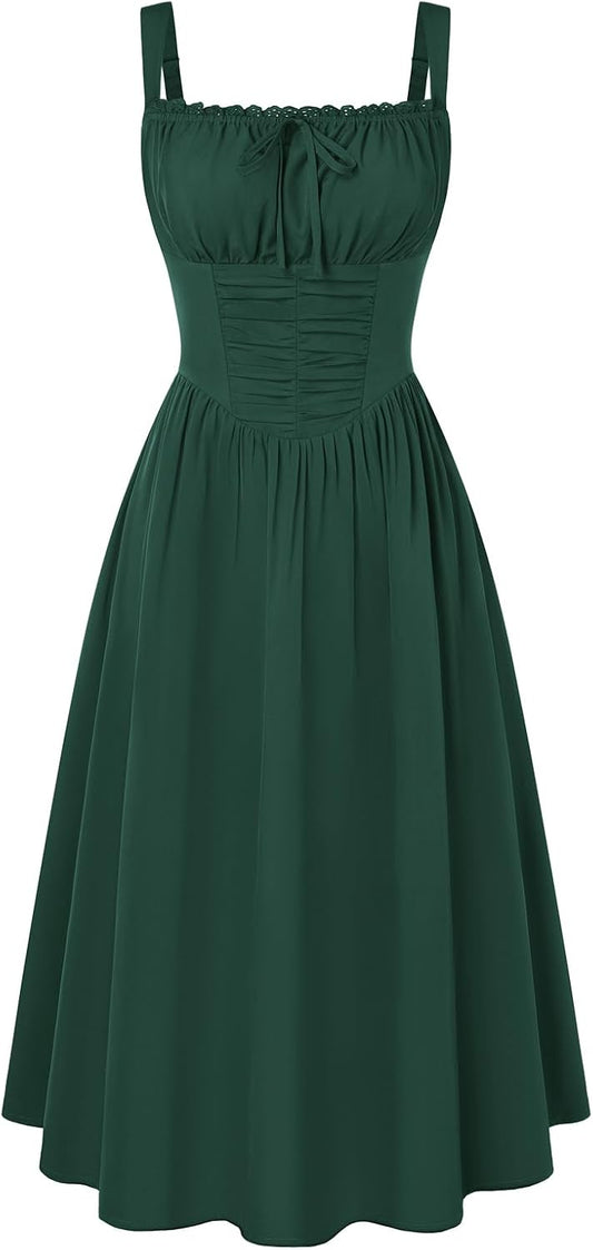 Scarlet Darkness Women Corset Midi Dress Homecoming Cocktail Party Sundress