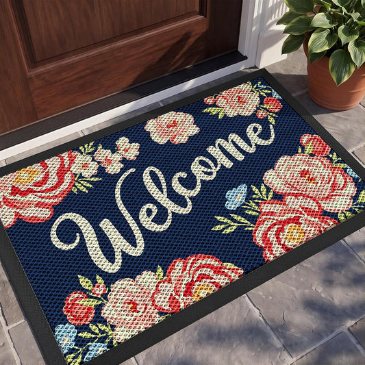 Front Door Mat, Heavy Duty Non-Slip Rubber Dirt Trapper 30"x17"
