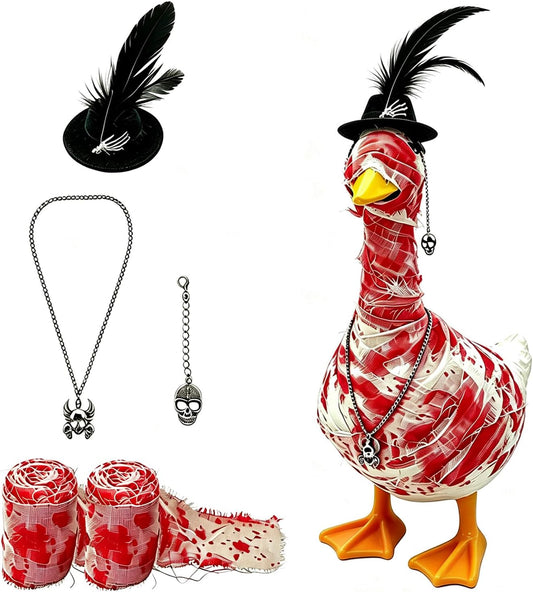 4 Pcs Halloween Porch Goose Outfit, Mummy Costume for 23 Inch Goose Statues