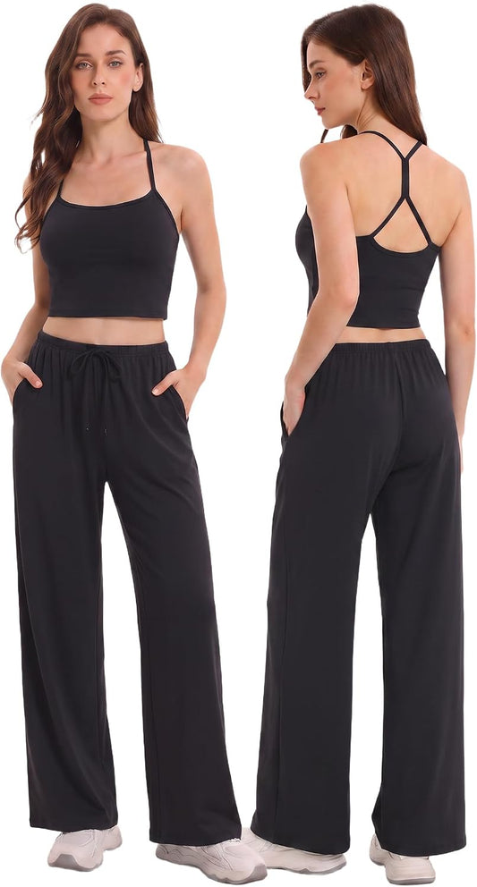 Women's 2 Piece Matching Workout Lounge Set with Pockets