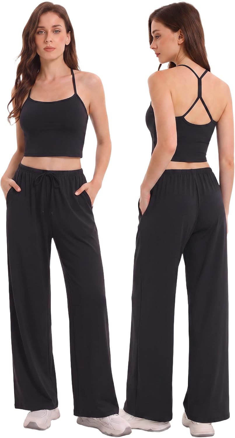 Women's 2 Piece Matching Workout Lounge Set with Pockets
