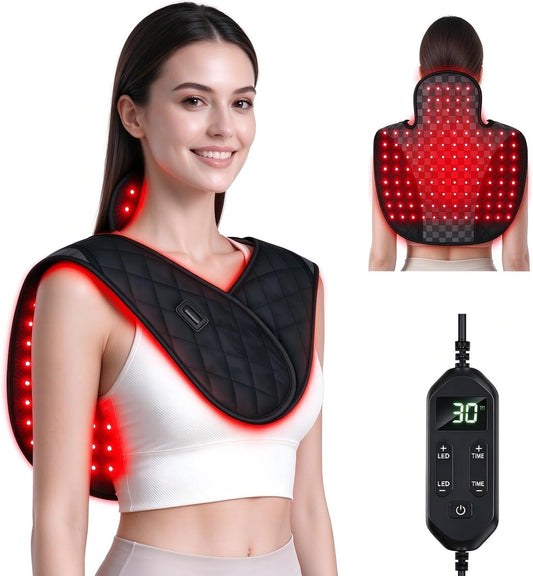 Red Light Therapy for Neck, Shoulders, 660nm & 850nm Infrared Red Light Therapy Body, Infrared red Light Therapy with 3 Light Modes & Timer, Red Light Therapy Wrap for Men, Women Gift