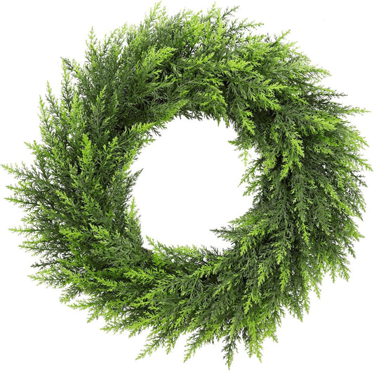 24" Realistic Artificial Cedar Christmas Wreath for Front Door