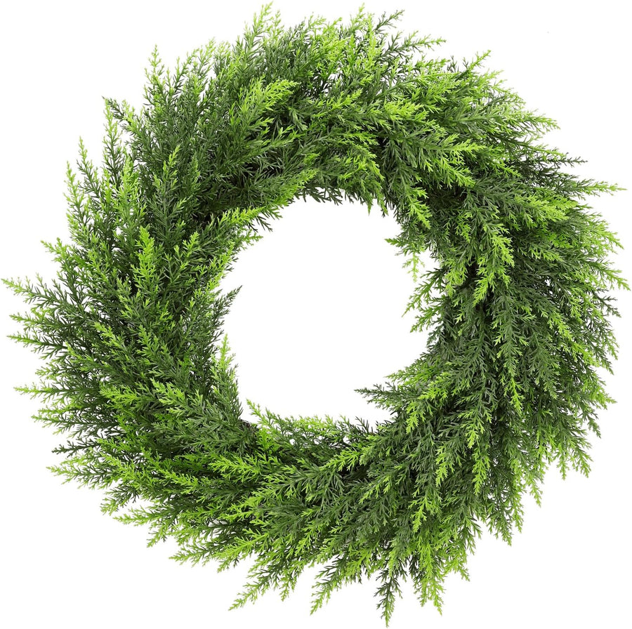 24" Realistic Artificial Cedar Christmas Wreath for Front Door