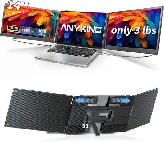 14" Laptop Screen Extender, 3 lb Ultra Light Portable IPS Laptop Monitor, Plug & Play for 13-17.3" Laptops with Windows/Mac/Chrome