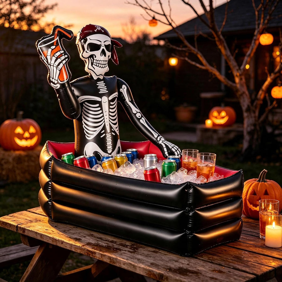Halloween Inflatable Coffin Cooler Punch Bowl Vampire Party Ice Bucket