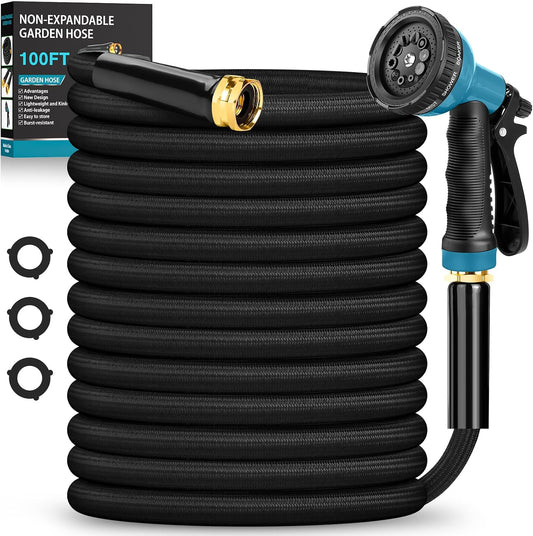 Garden Hose 100FT Non-Expanding Lightweight Flexible（Black）