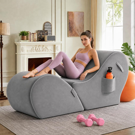2-in-1 Yoga Chaise Sofa, Convertible Heart Shape for Stretching & Relaxing