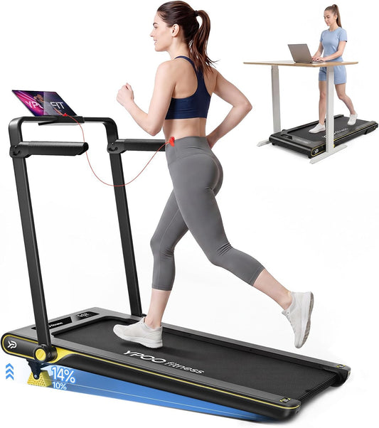 YPOO Walking Pad with 14% Incline Under Desk Treadmill for Home & Office