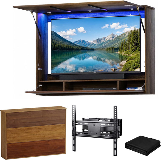 Outdoor TV Cabinet for 45"-55" TVs with LED & 3 Storage Compartments