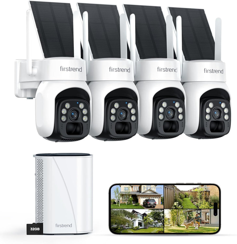 2K QHD Solar Security Cameras Wireless Outdoor, Solar Powered