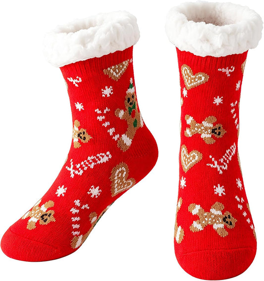 BONANGEL Kids Fuzzy Slipper Socks with Grips, Non Slip Christmas Socks