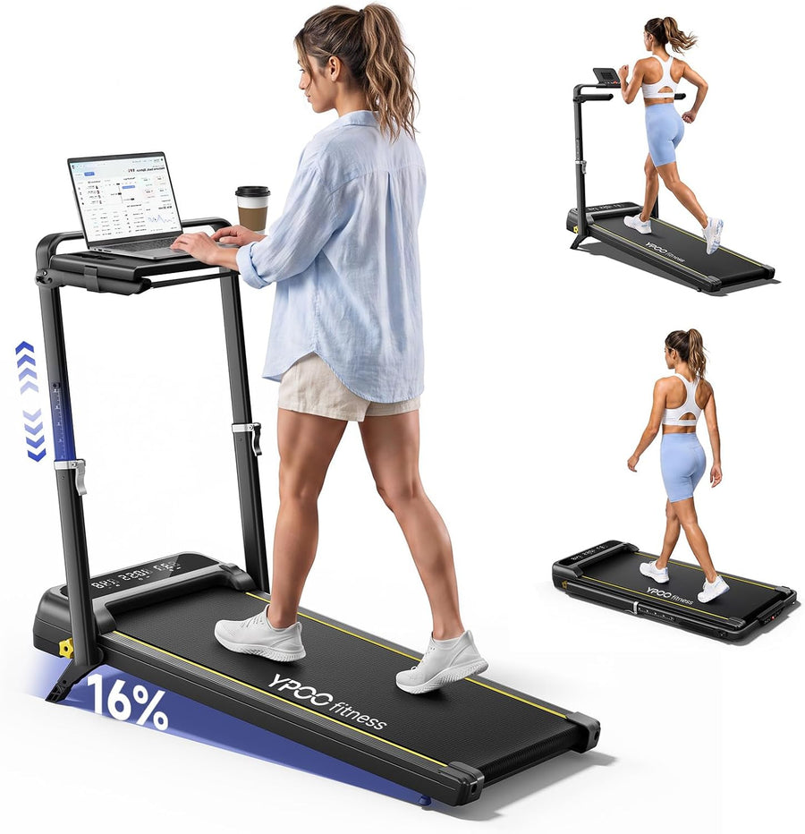YPOO Walking Pad with 14% Incline Under Desk Treadmill for Home & Office