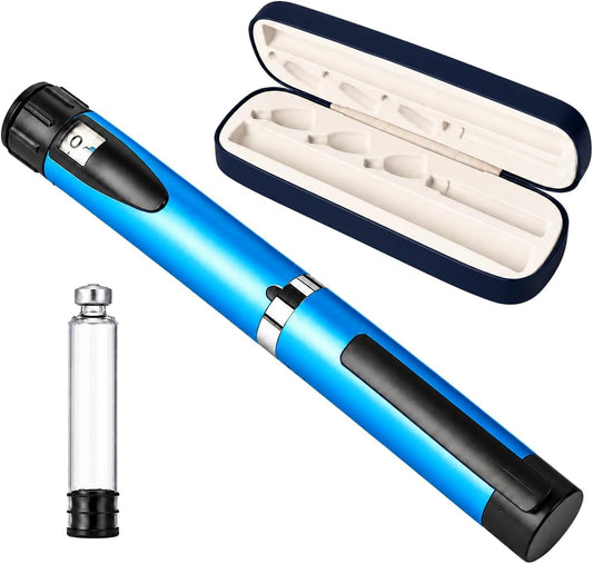 Peptide Pen Injector with Cartridge and Case, Dark Blue