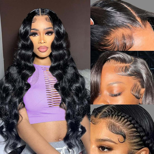 MAKATI 22 Inch 13x4 Body Wave Lace Front Wigs Human Hair 200 Density HD Transparent Lace Front Wigs for Black Women Glueless Frontal Wigs Human Hair Pre Plucked 4