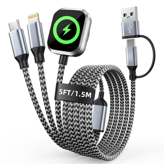 Travel Essentials 3-in-2 Multi Charging Cable with iWatch Charger/IP/USB-C