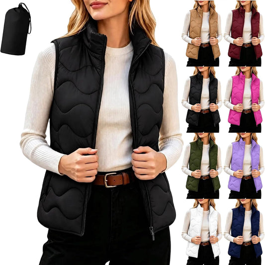 Puffer Vests for Women Fall Winter Cropped Coats Sleeveless Quilted Jackets