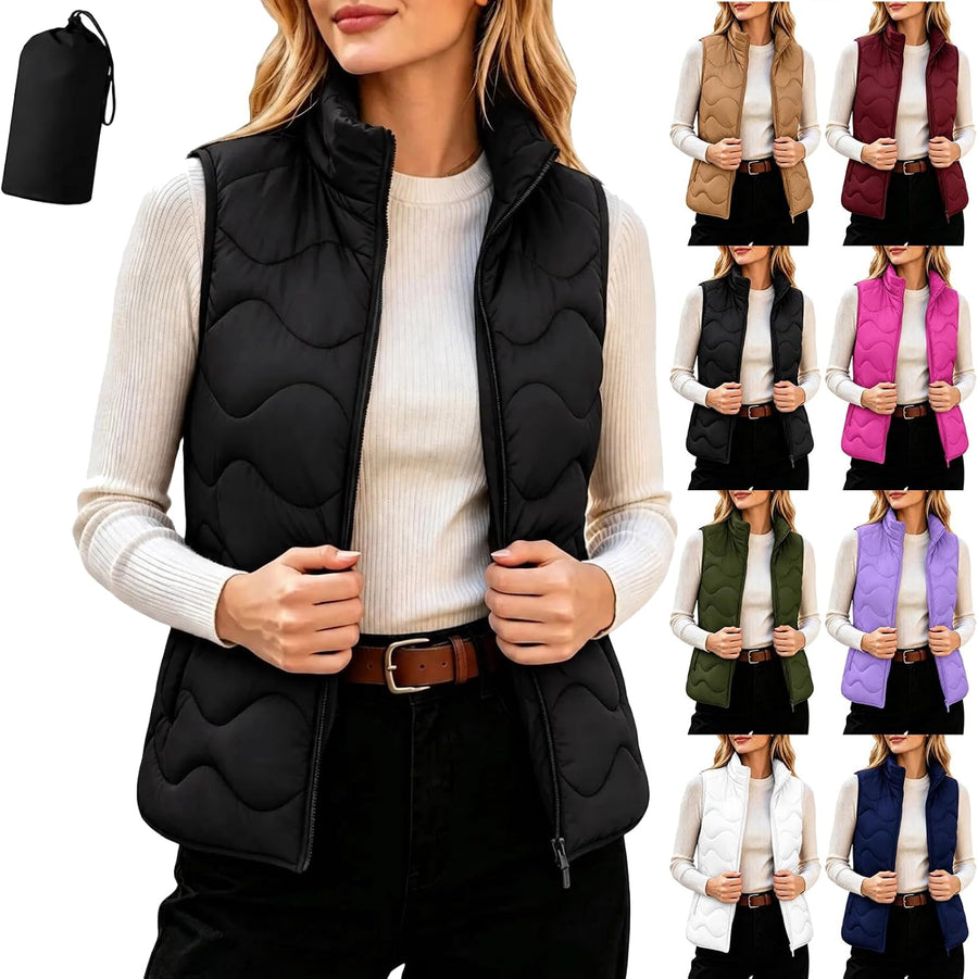 Puffer Vests for Women Fall Winter Cropped Coats Sleeveless Quilted Jackets