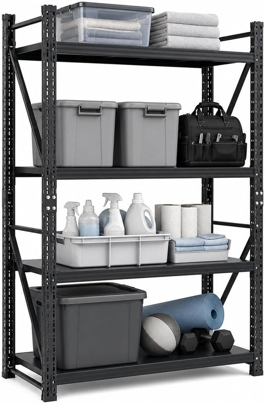 4-Tier Metal Shelving, Heavy Duty Garage Shelving, 3000 lb